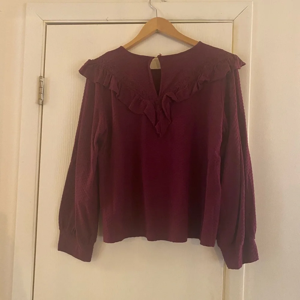 J. Crew pin tuck Edwardian ruffle Cottagecore boho prairie balloon sleeve top L